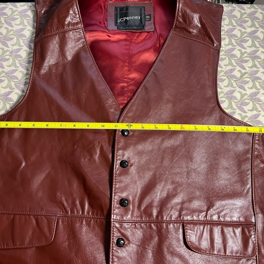 Vintage Men's Leather Vest (Wine) JcPenney 46 TALL - Picture 2 of 15